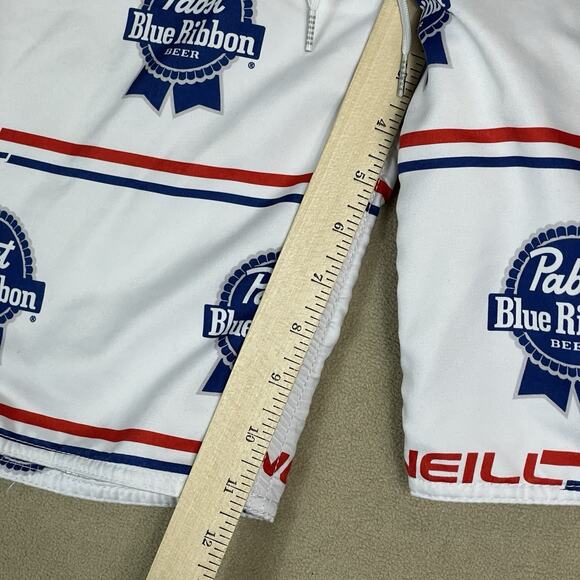 O'neill x Pabst Blue Ribbon Swim Trunk Mens 29‎ White Drawstring Waist Pockets - Picture 7 of 15